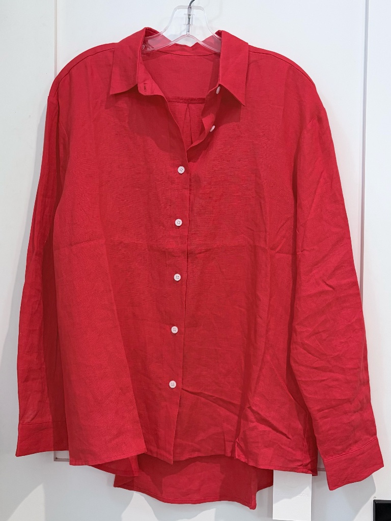 Pixie Market Red Linen Button Down Shirt Xs But Would Fit S, M, Or Large Nwt — image 2 of 7